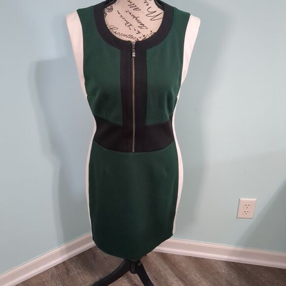 Dresses & Skirts - Laundry by Design Women green black Casual Dress 6 front zipper detailing